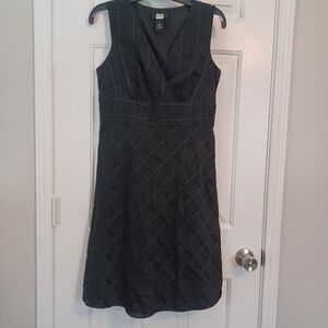 Studio 1940 Linen Look Blk Polka Dot A-line Lined Dress Sz 8